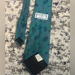 YSL Yves Saint Laurent Teal Silk Tie